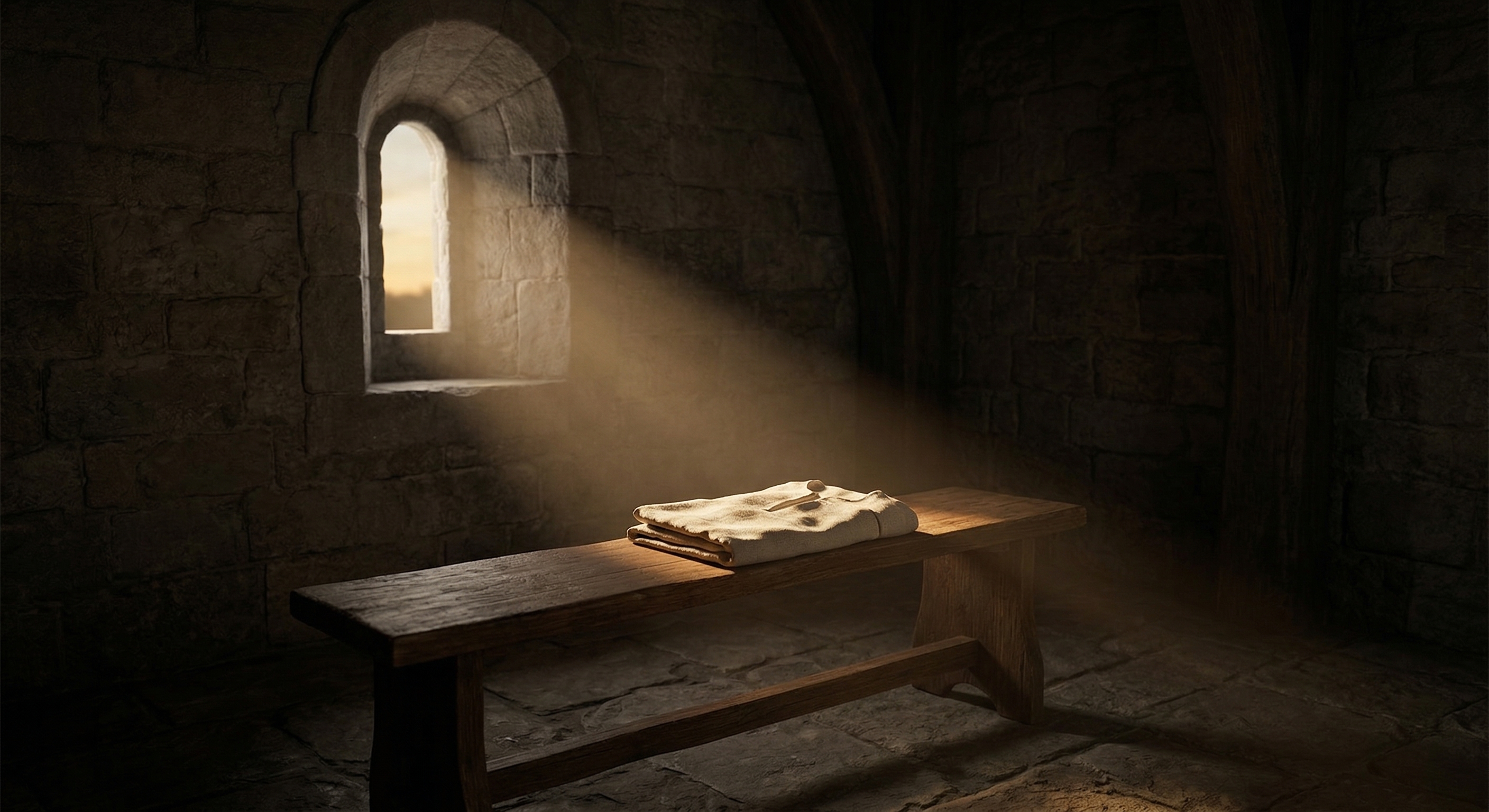 A beam of morning light falling on folded linen — the watershed moment of But Now